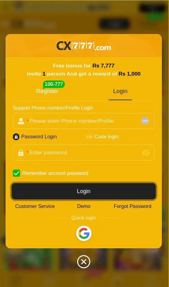 cx777 game login